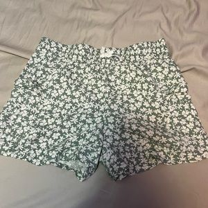 Green Floral Shorts